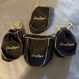 Crown Royal Black Drawstring Bags Set Of Four